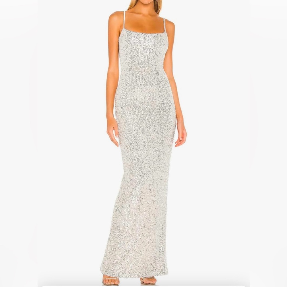 Women Spaghetti Straps Sequin Maxi Elegant gown